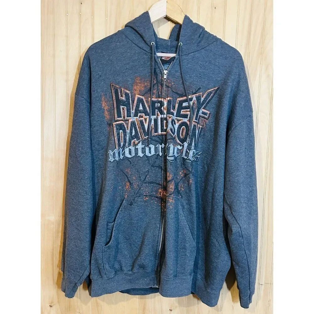 Harley Davidson Hoodie Unisex XXXL Black Full Zip Laconia NH Sweatshirt